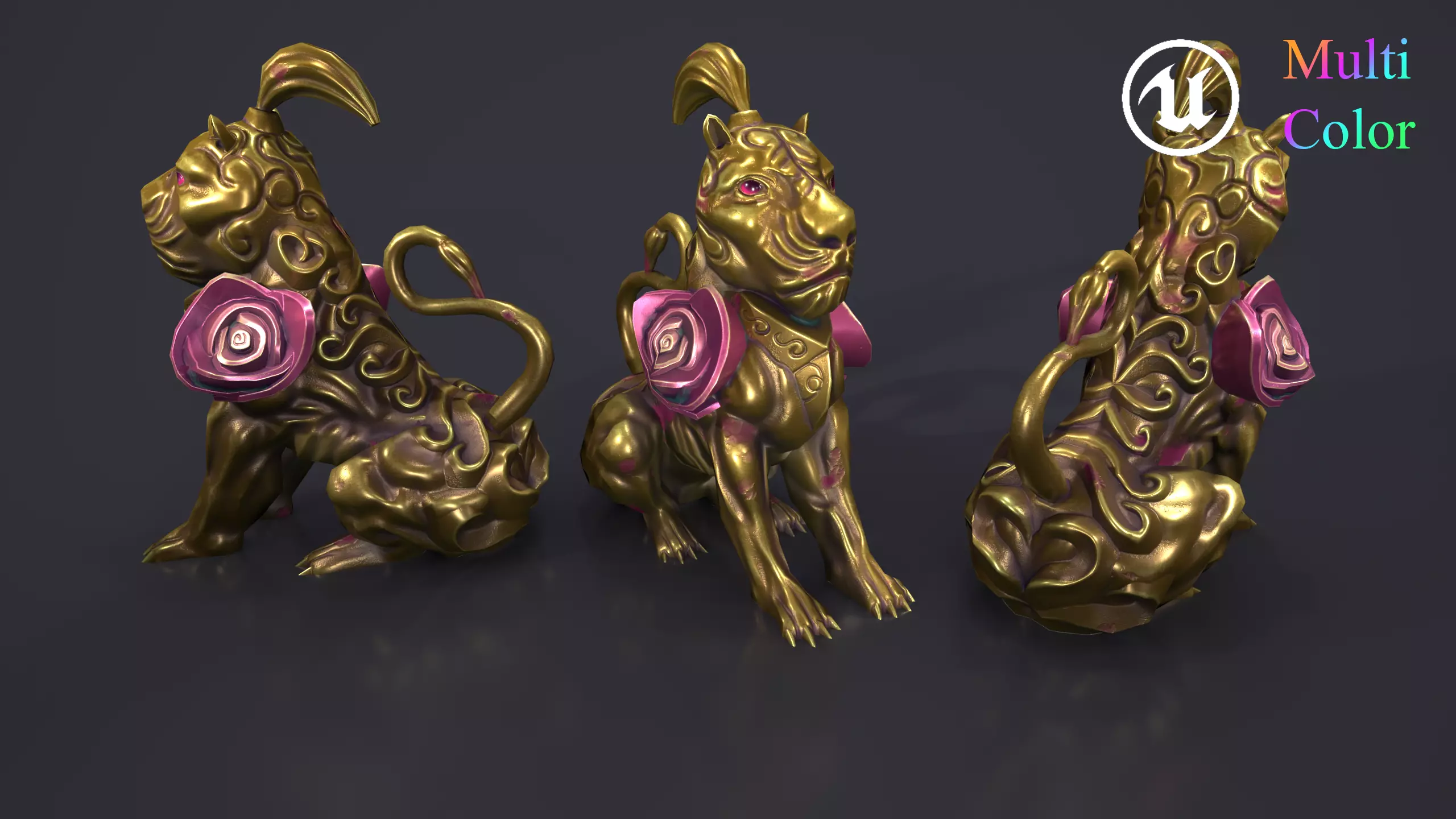 Statue lion Low-poly 3D model