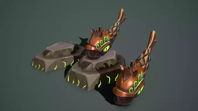 Statue angry fish Low-poly 3D model Statue angry fish Low-poly 3D model