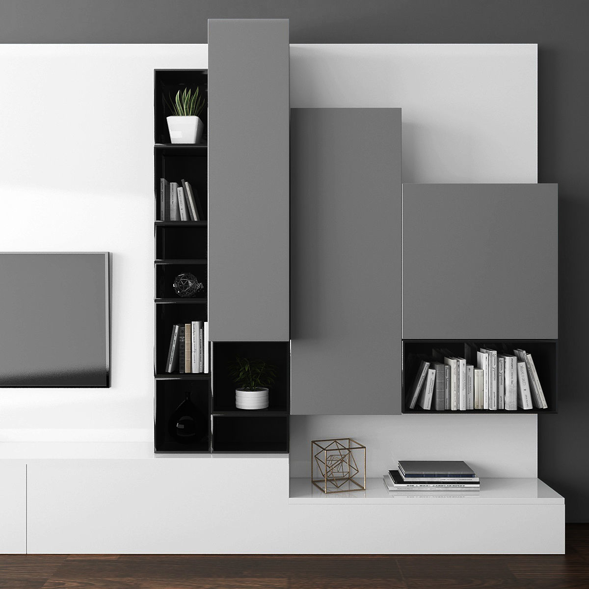 Tv stand Low-poly 3D model_1