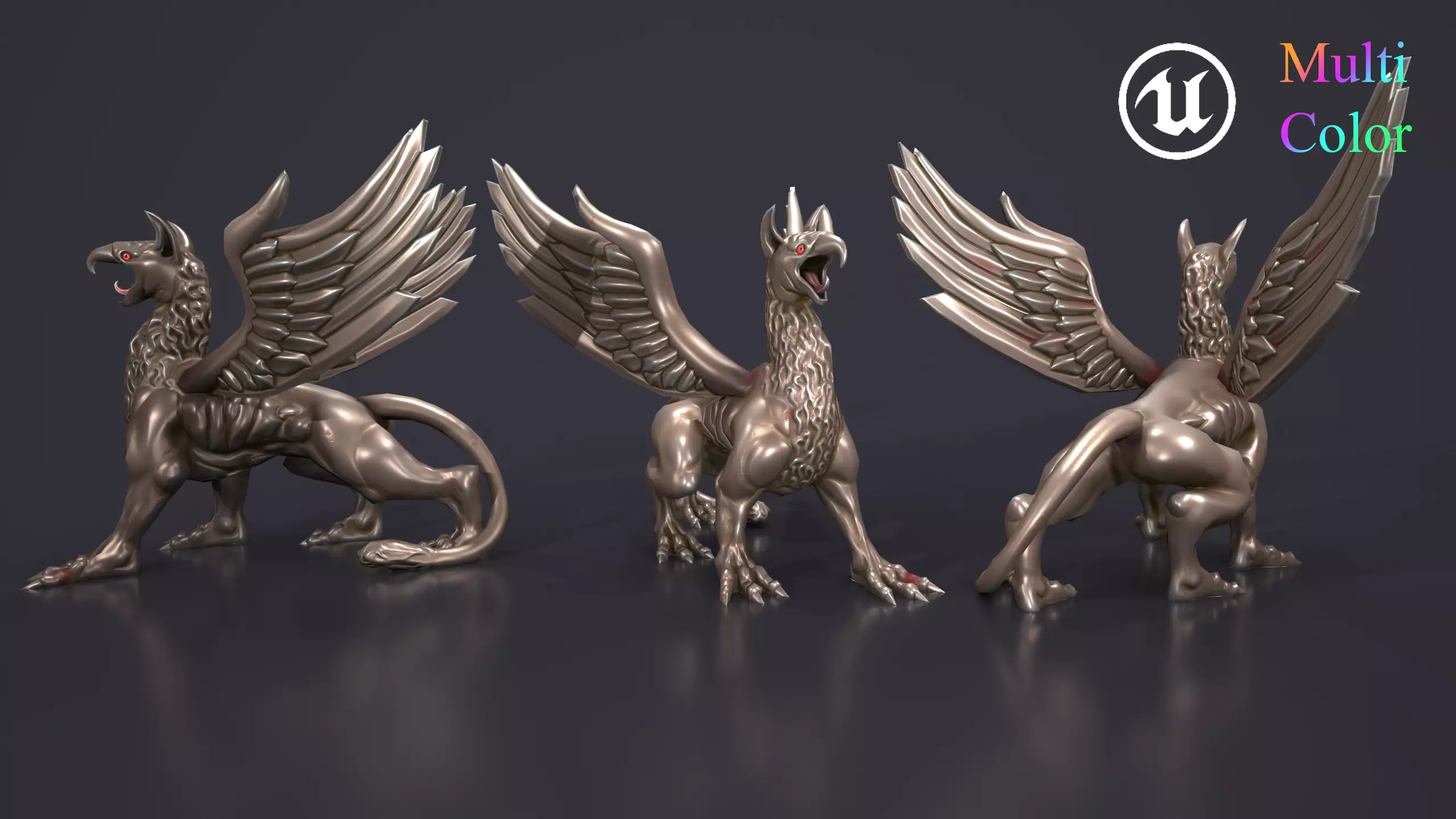 Statue griffon Low-poly 3D model