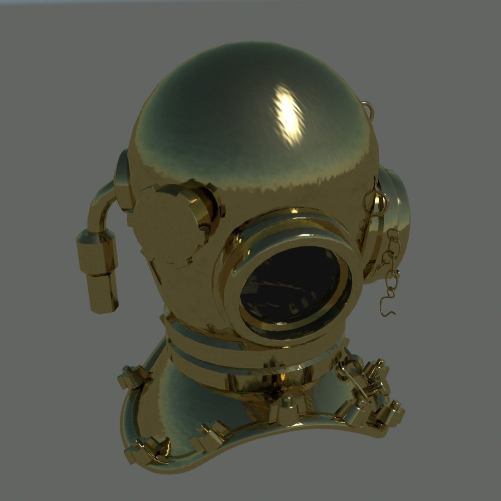 Low Poly Vintage Diving Helmet 3D model CGTrader