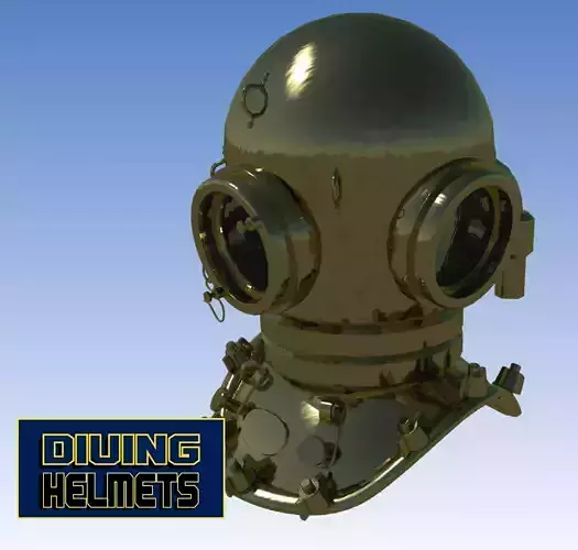 Low Poly Vintage Diving Helmet