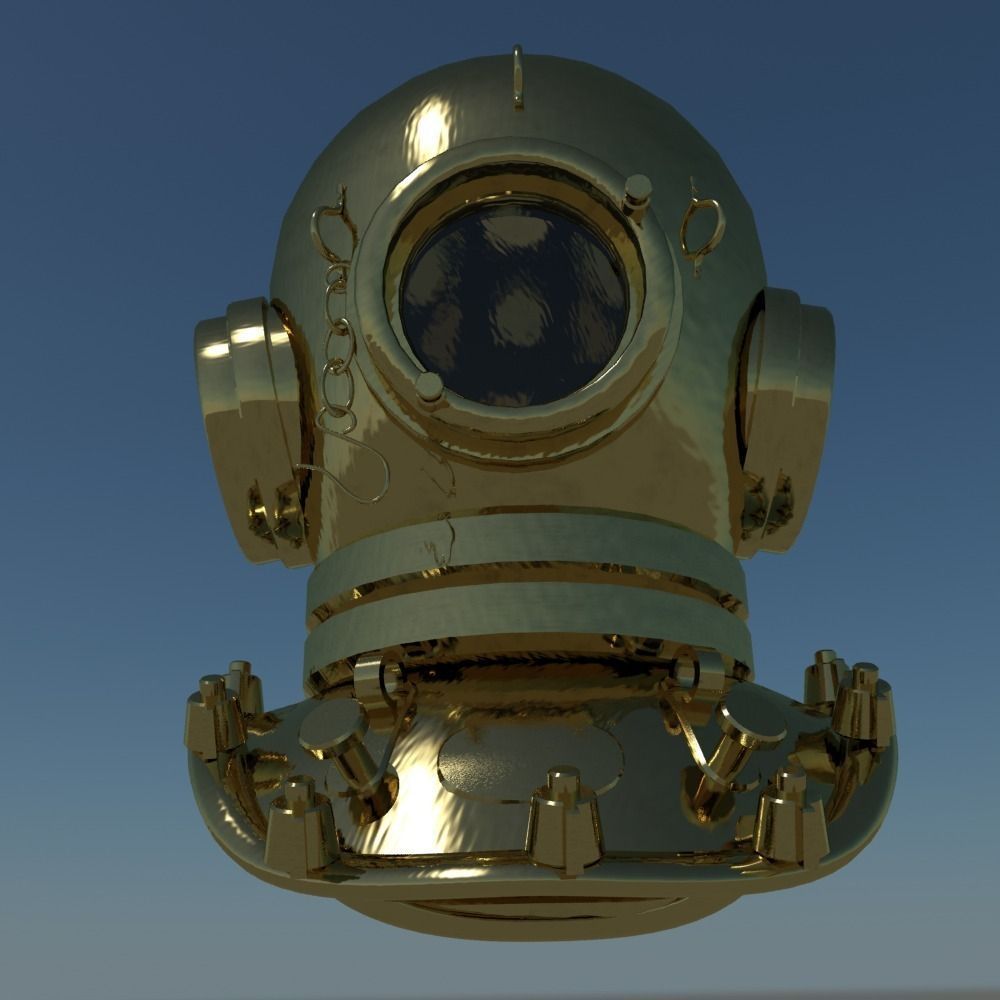 Low Poly Vintage Diving Helmet 3D model CGTrader