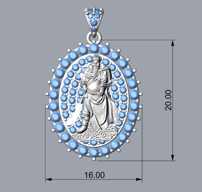 Guan yu Pendant 3D print model_2