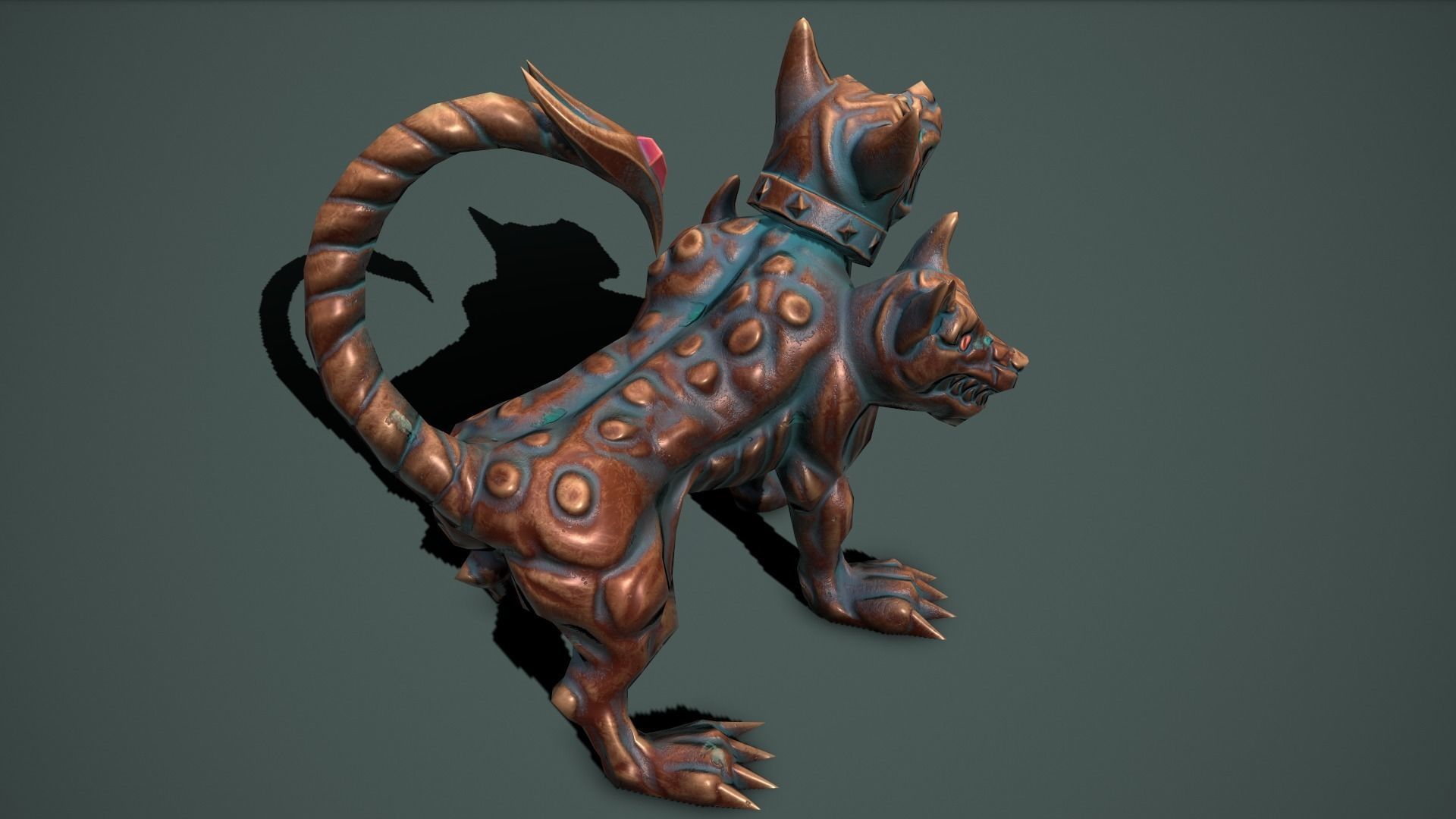 Statue cerberus Low-poly 3D model_4