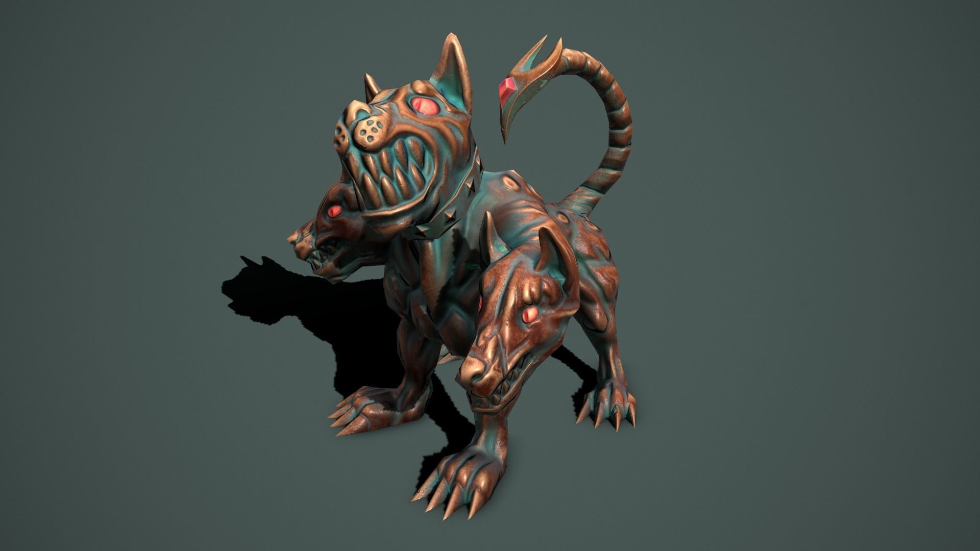 Statue cerberus Low-poly 3D model_1