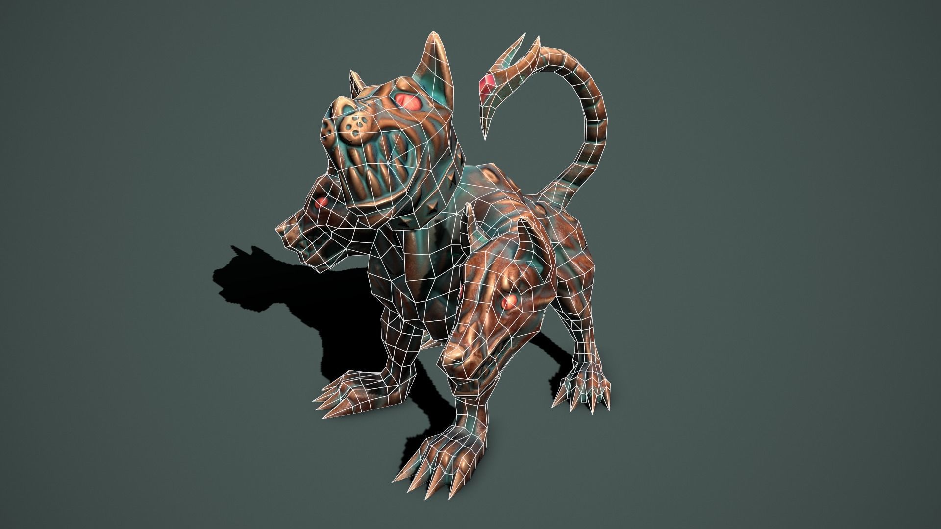 Statue cerberus Low-poly 3D model_2