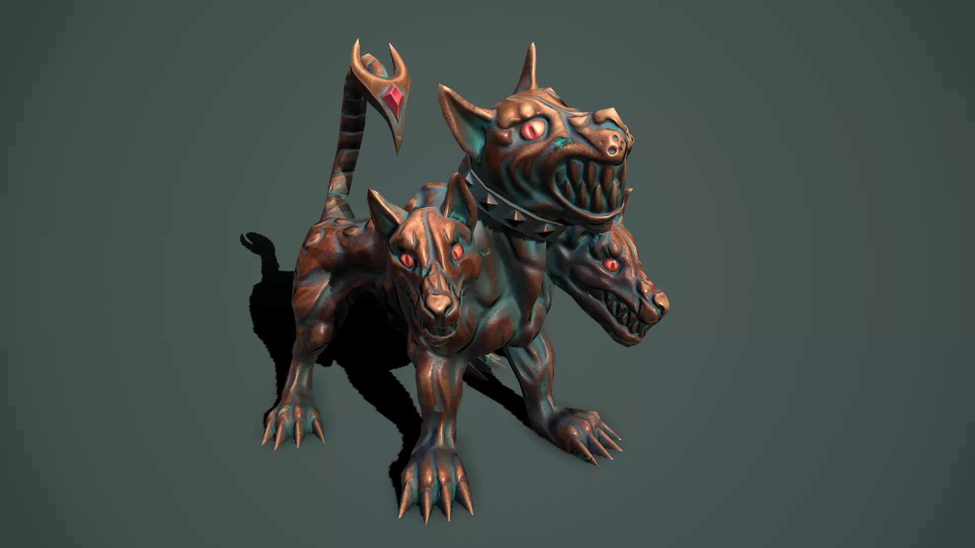 Statue cerberus Low-poly 3D model_0