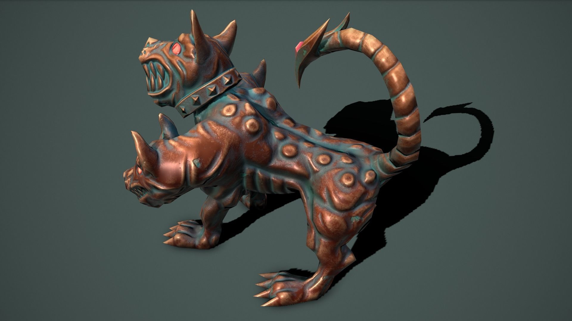 Statue cerberus Low-poly 3D model_3