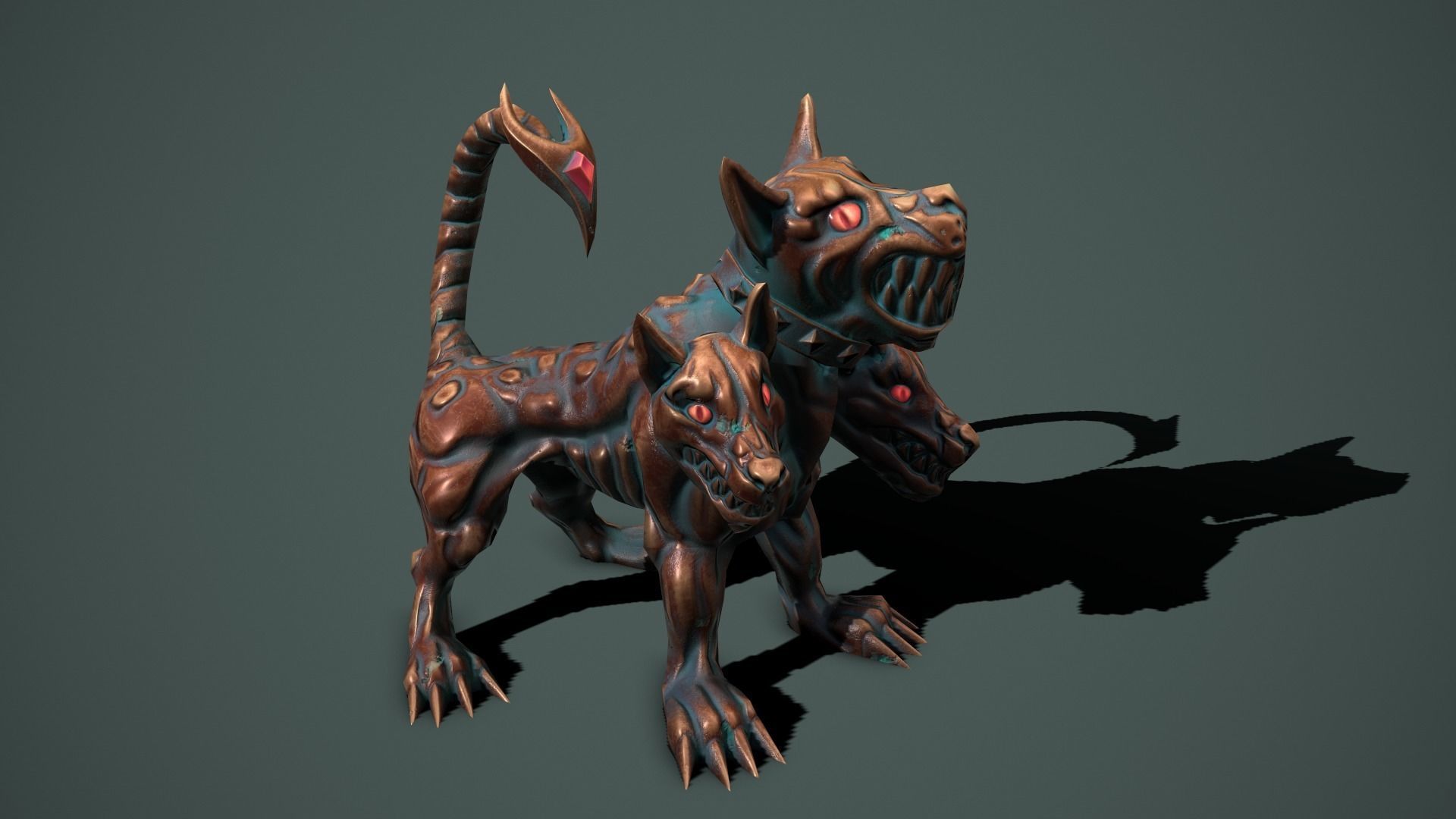 Statue cerberus Low-poly 3D model_5