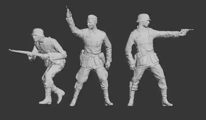 German officer and German soldiers