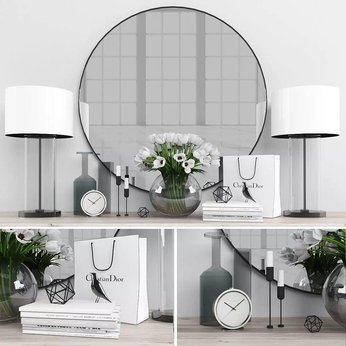 Decorative set Low-poly 3D model_0