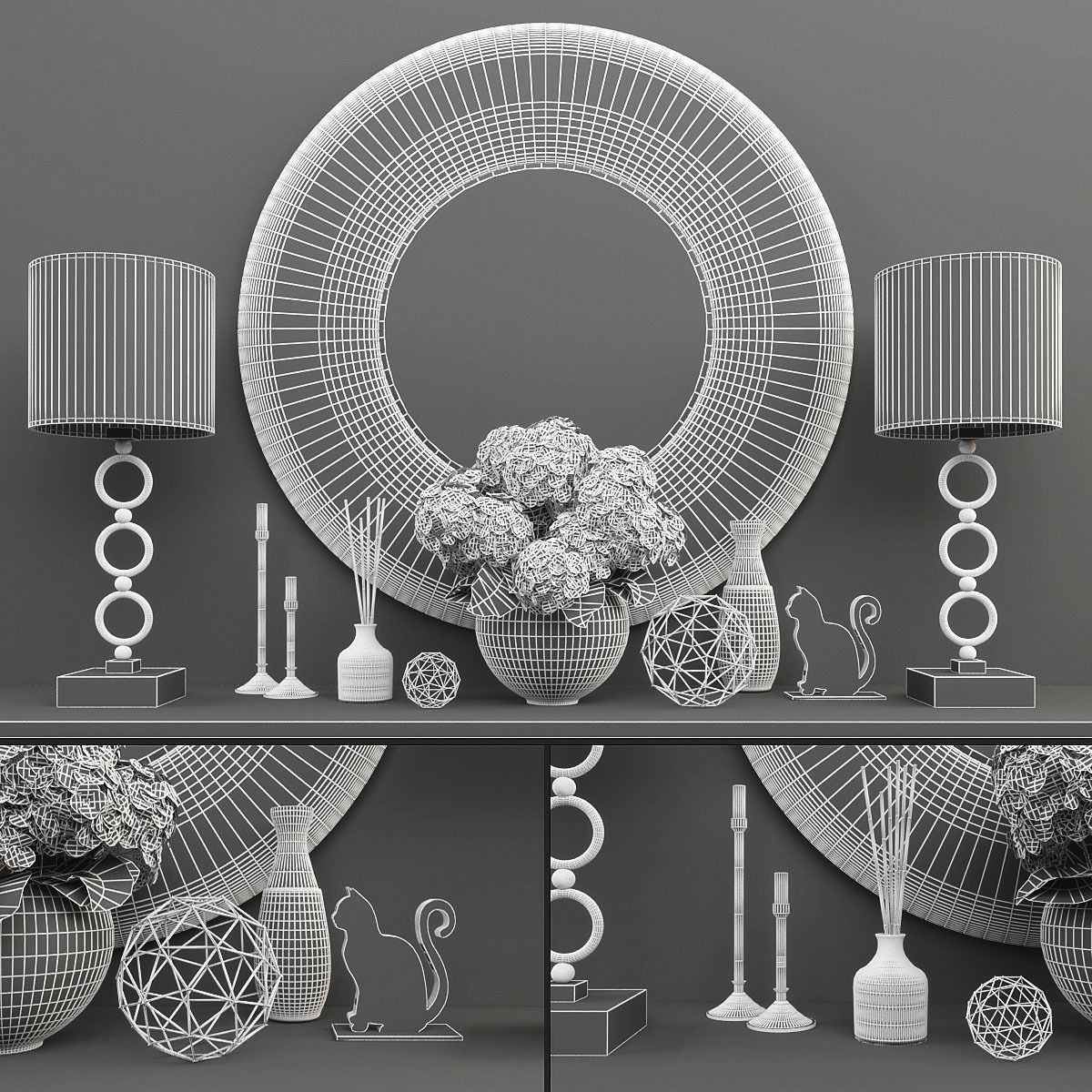 Decorative set Low-poly 3D model_2