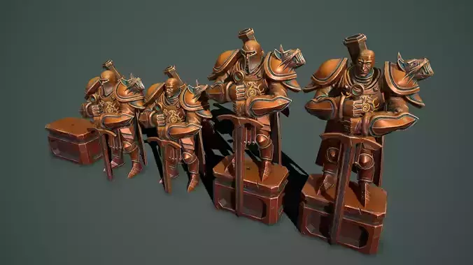 Statue knight Low-poly 3D model
