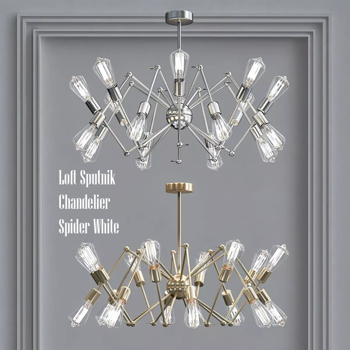 Loft Sputnik Chandelier Spider White 3D model_0