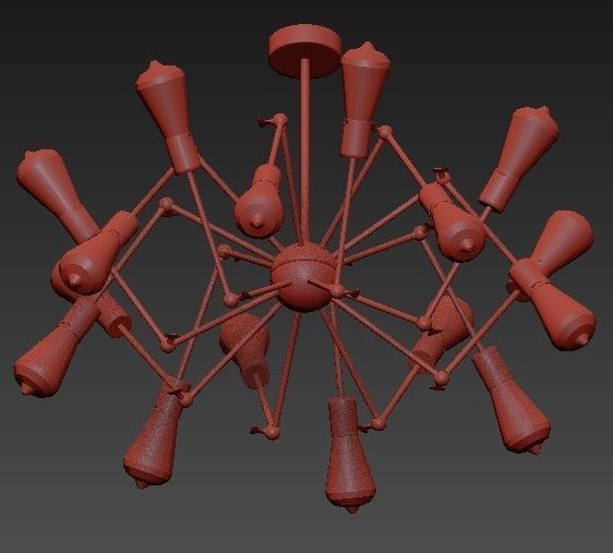 Loft Sputnik Chandelier Spider White 3D model_2