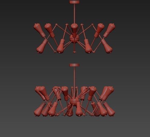 Loft Sputnik Chandelier Spider White 3D model_1