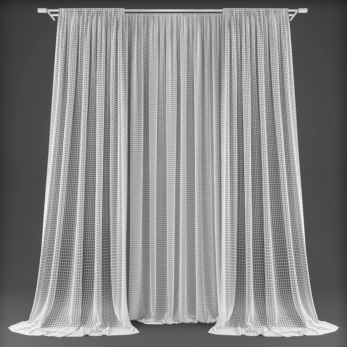 Curtain 3D pair of curtains Low-poly 3D model_1