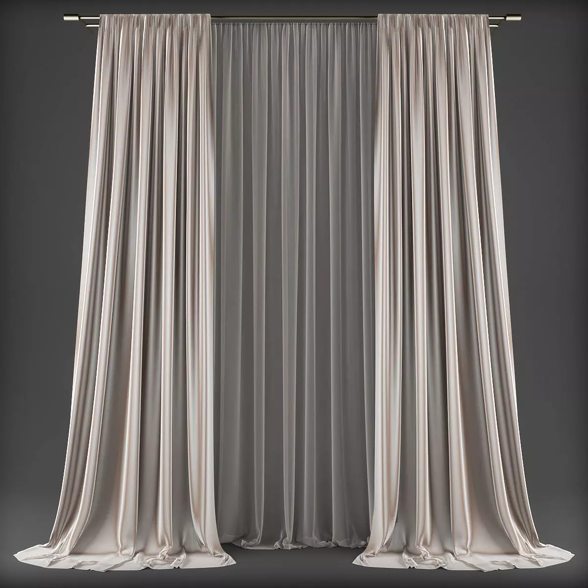 Curtain 3D pair of curtains Low-poly 3D model_0