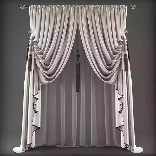 Curtain 3D with drapes and tassels