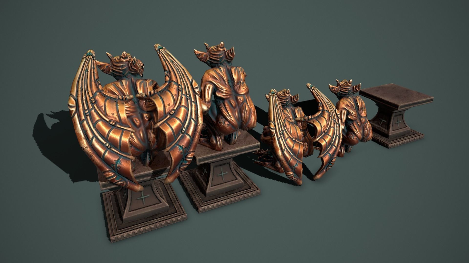 Fantasy statues Low-poly 3D model_20