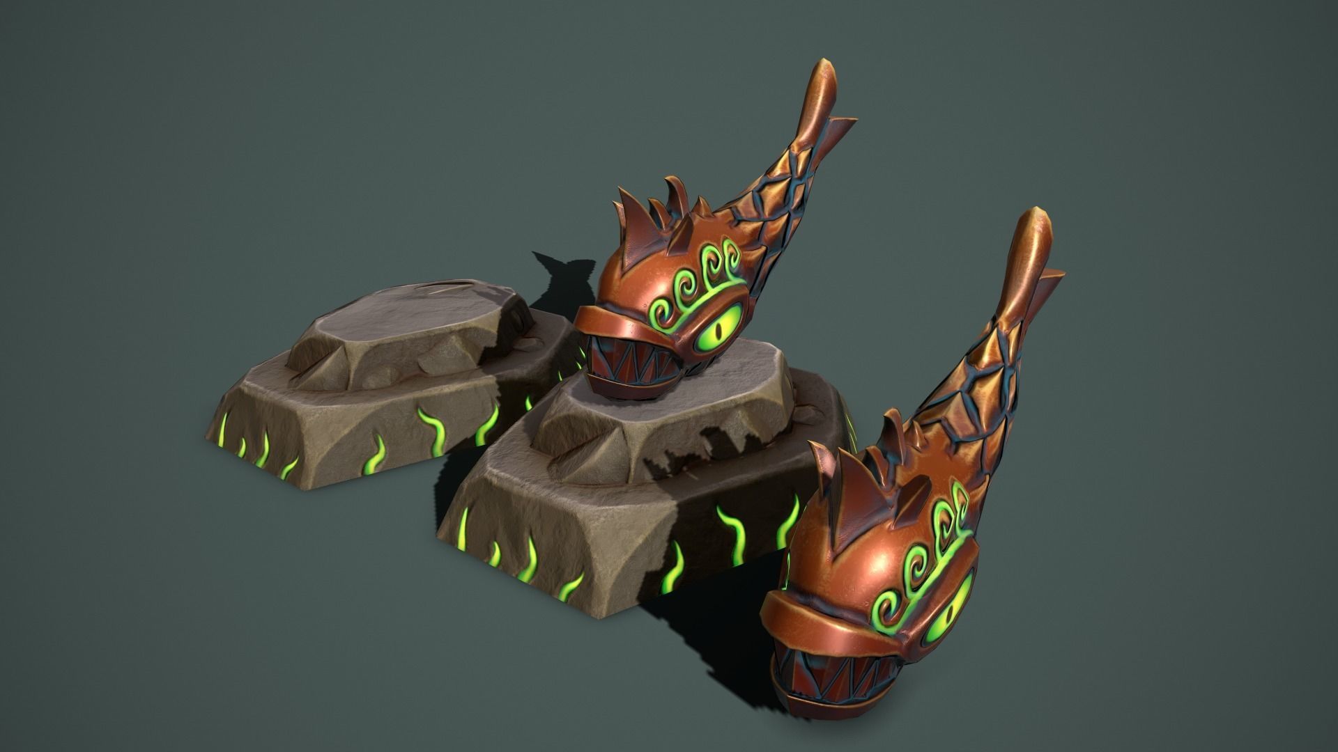 Fantasy statues Low-poly 3D model_9