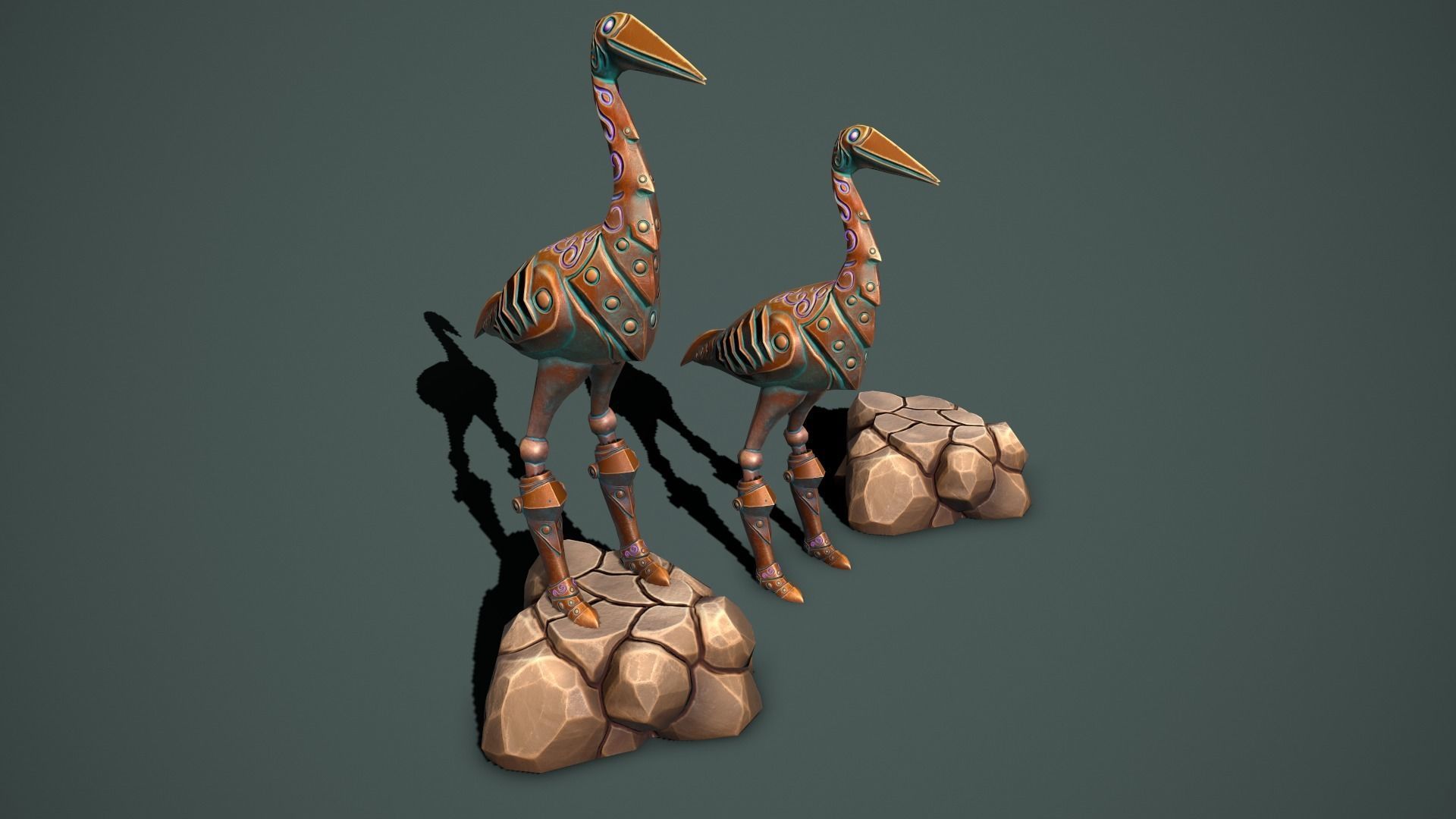 Fantasy statues Low-poly 3D model_15