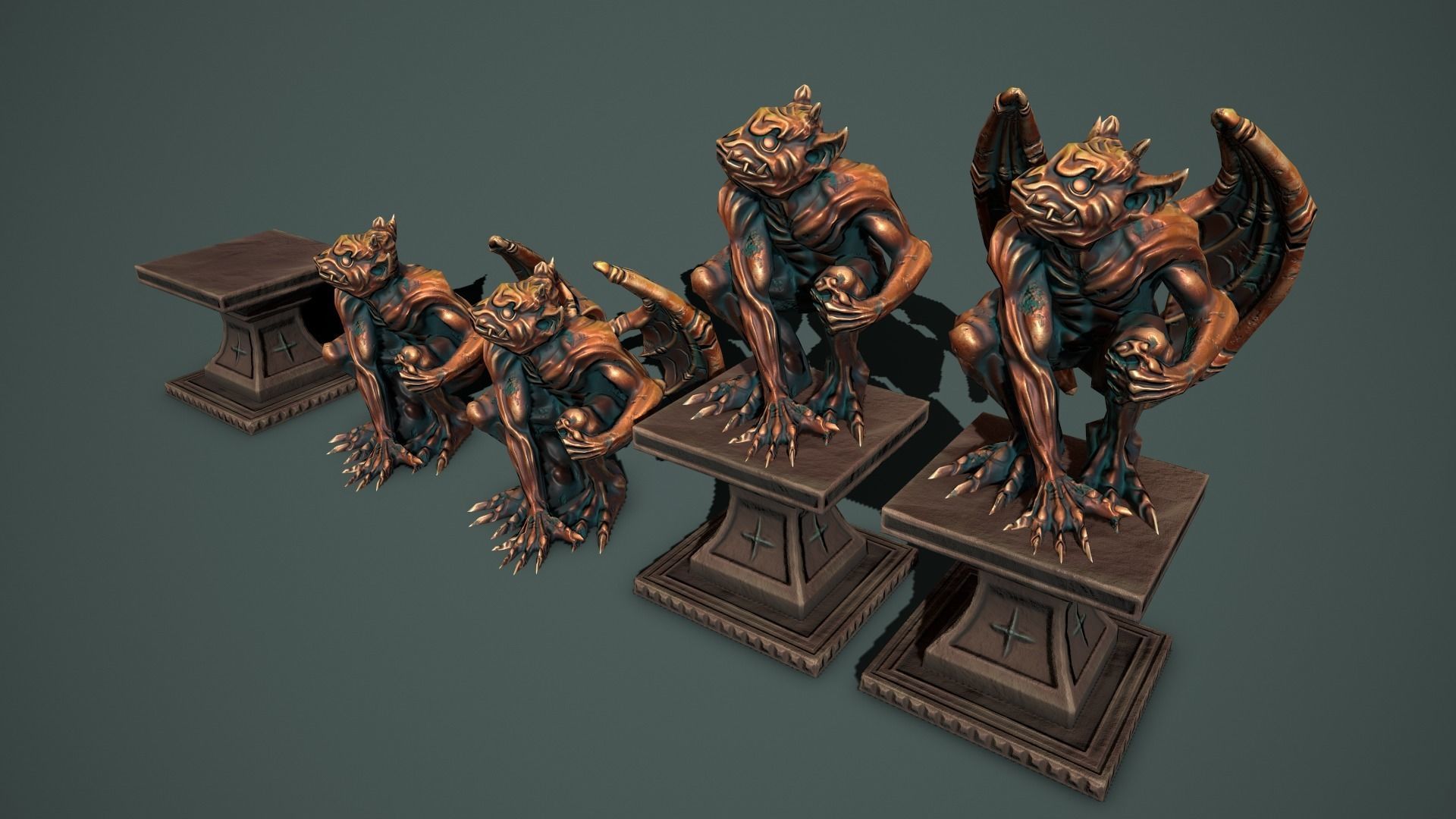 Fantasy statues Low-poly 3D model_19