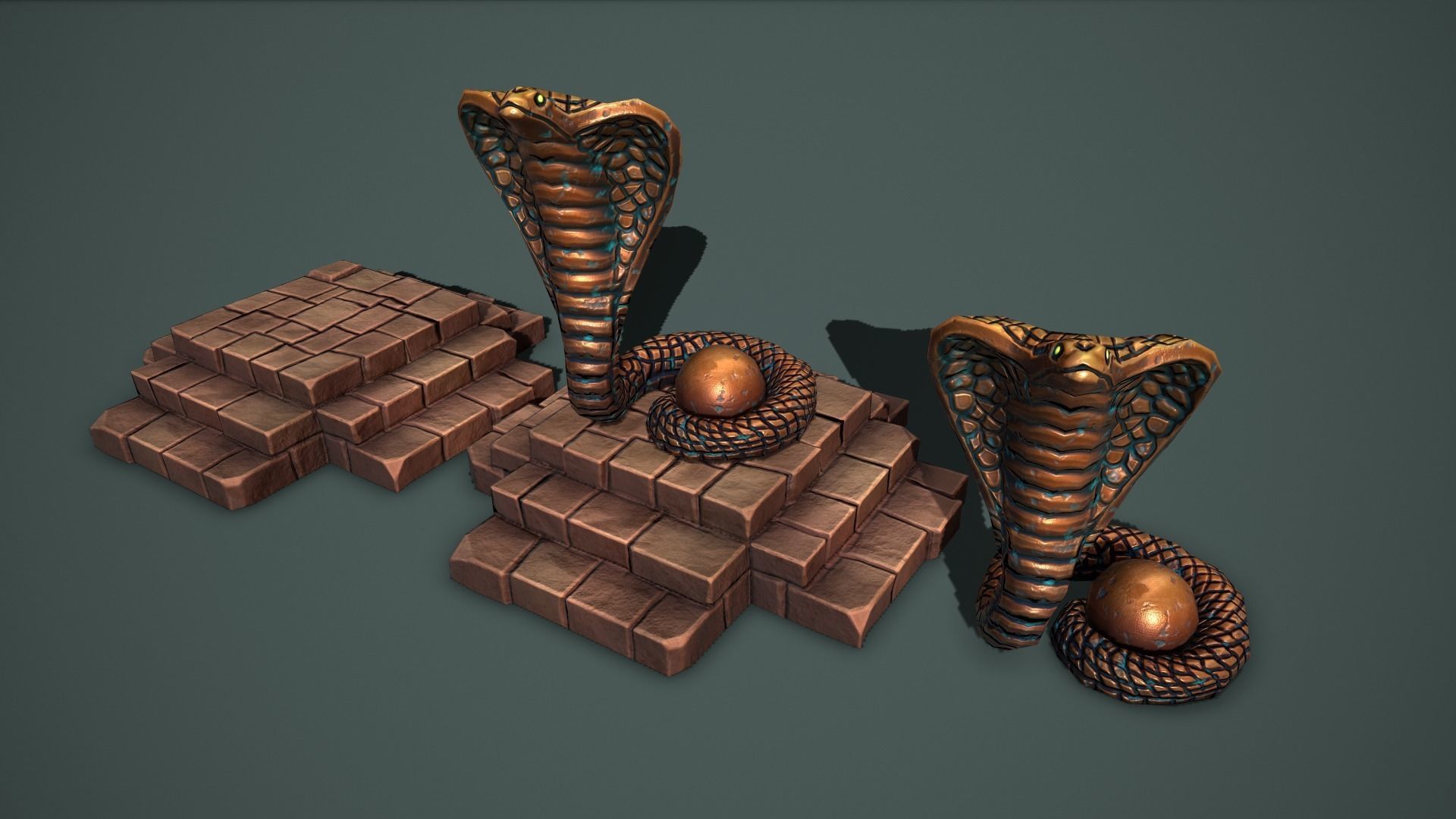 Fantasy statues Low-poly 3D model_17