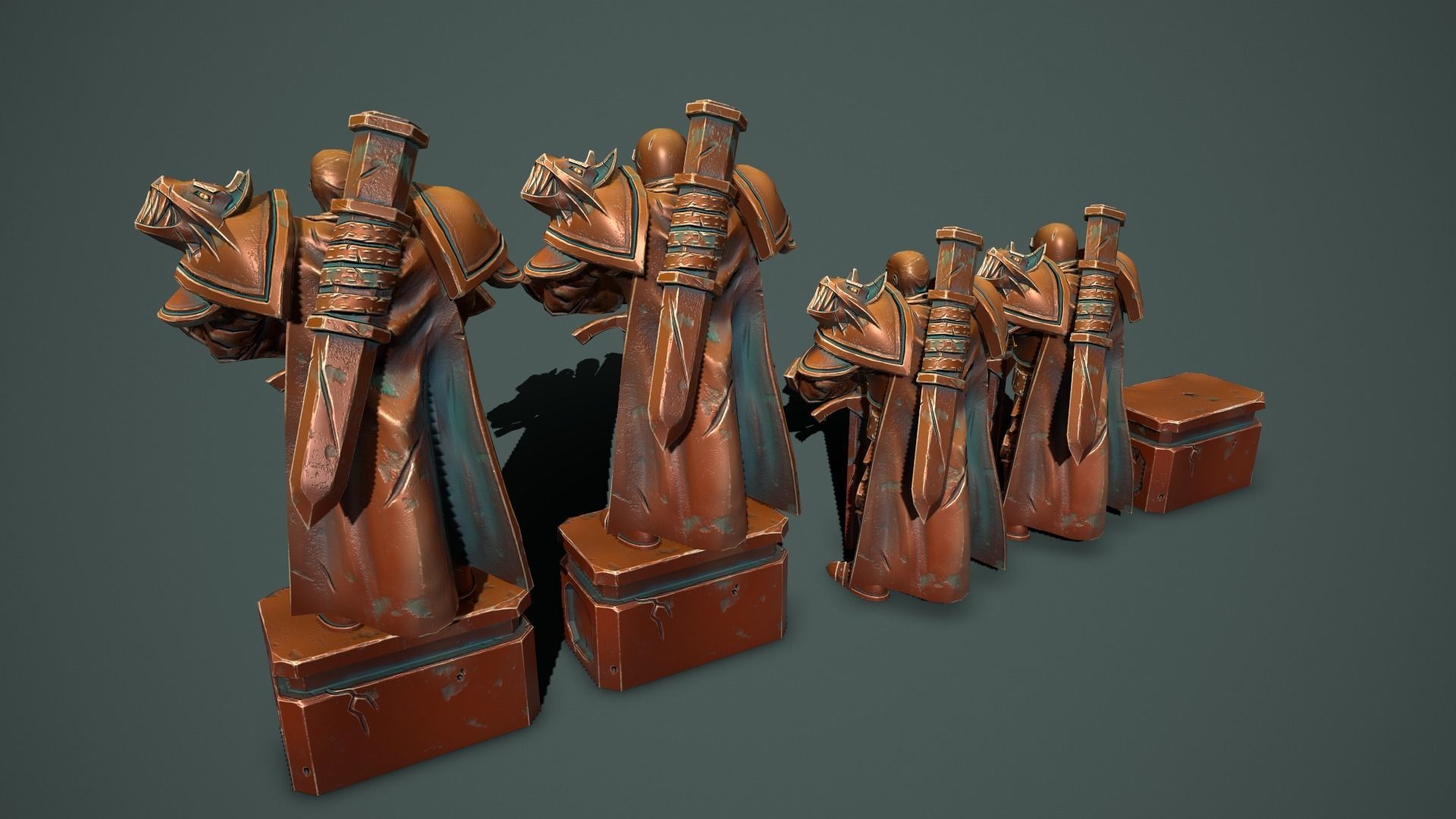 Fantasy statues Low-poly 3D model_2