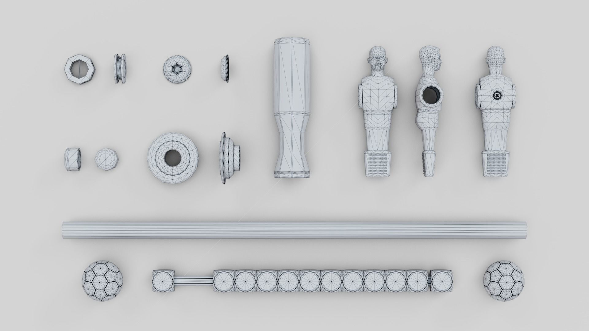 Foosball table 3D model_2