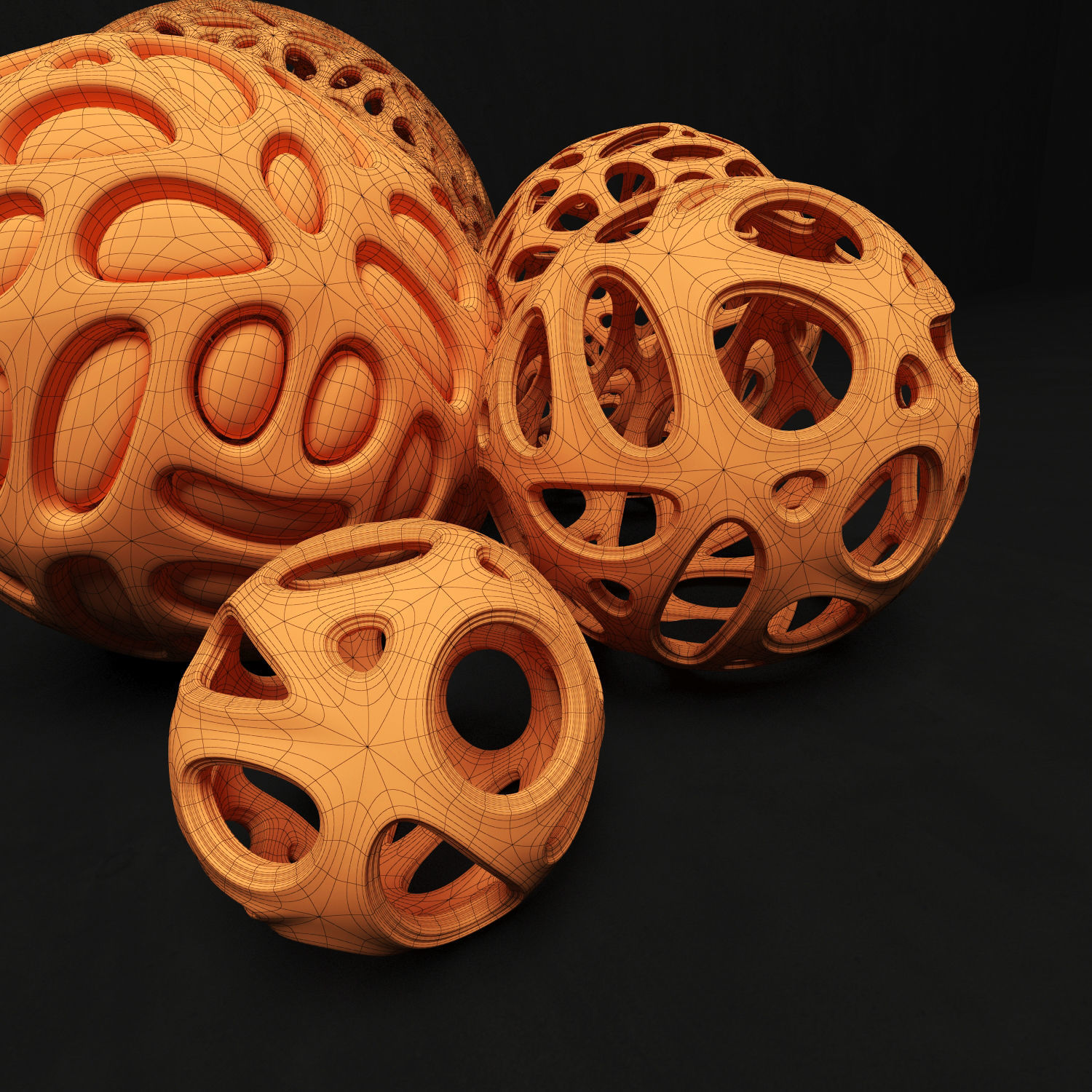 Bionics cage sphere 3D model_6