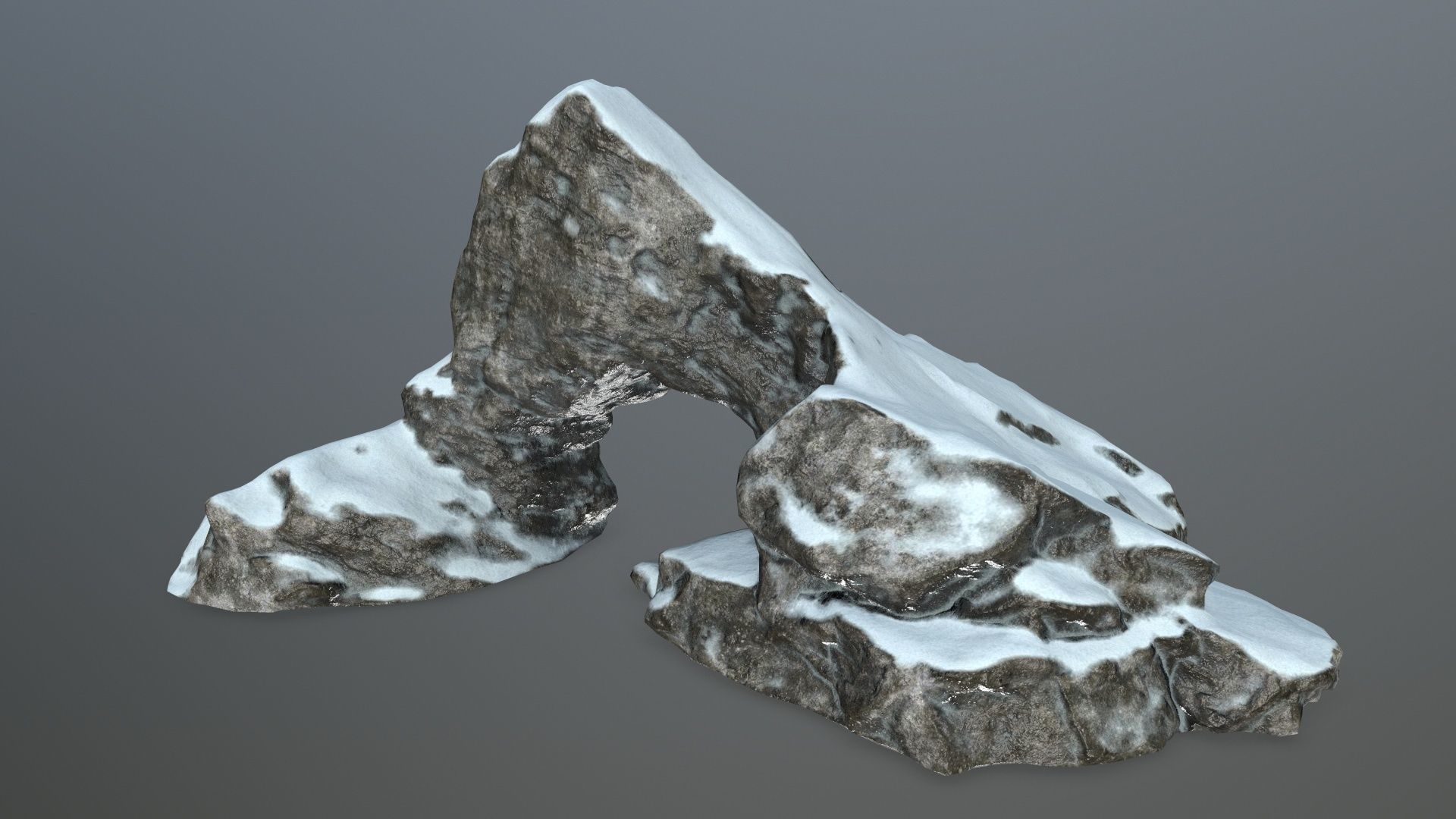 rock set with snow Low-poly 3D model_4