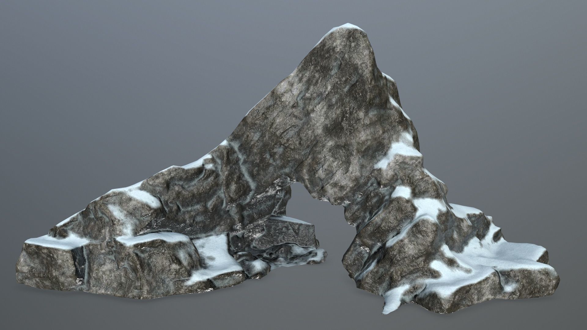 rock set with snow Low-poly 3D model_2