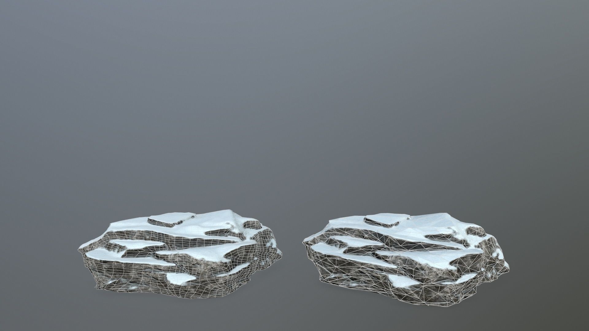 rock set with snow Low-poly 3D model_17