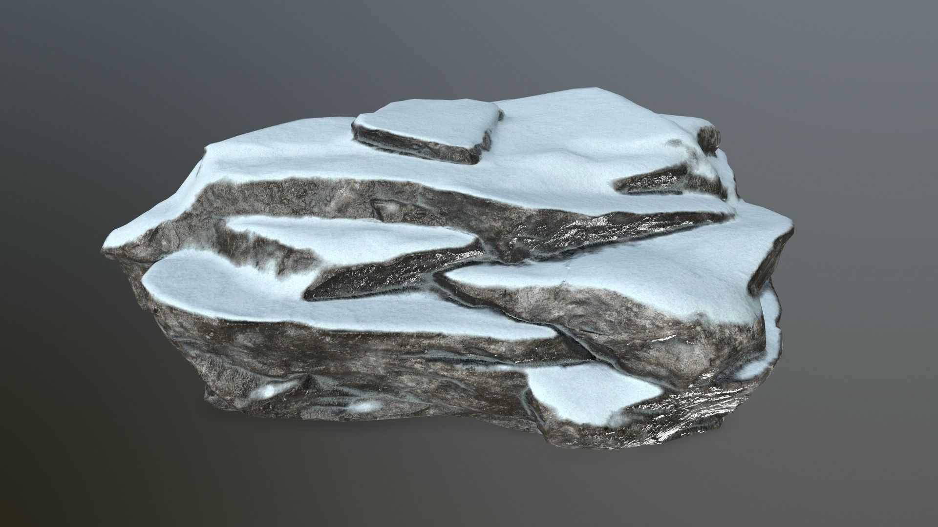 rock set with snow Low-poly 3D model_9