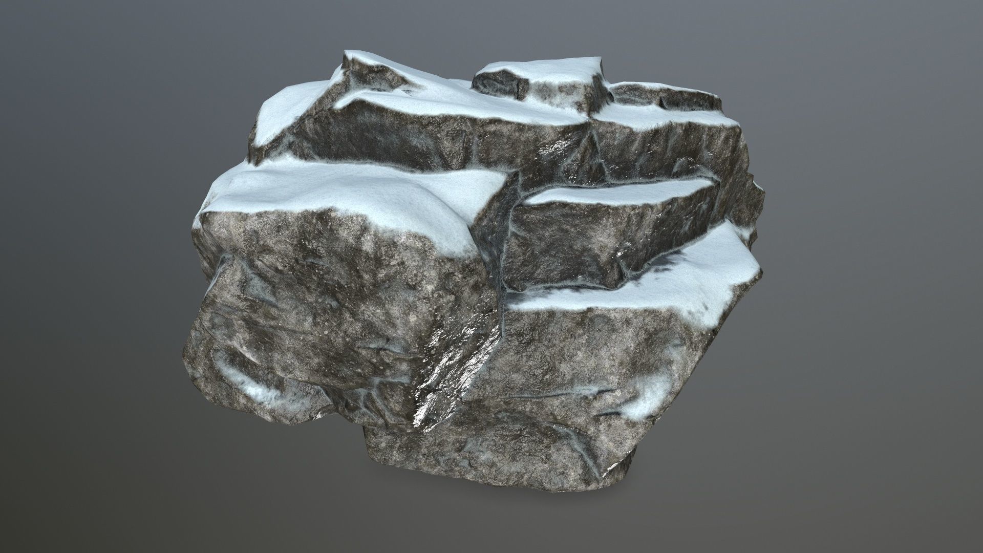 rock set with snow Low-poly 3D model_12