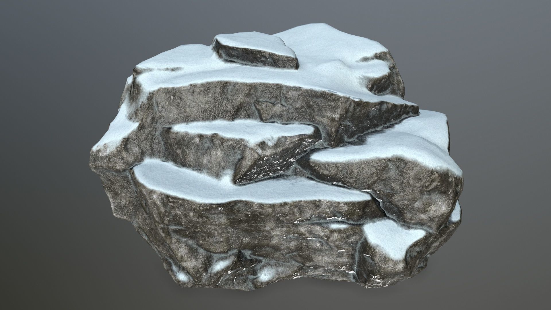 rock set with snow Low-poly 3D model_14