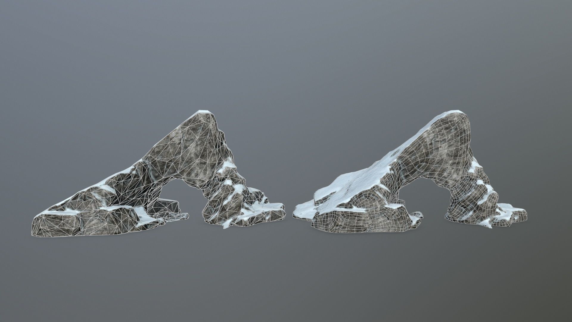 rock set with snow Low-poly 3D model_15