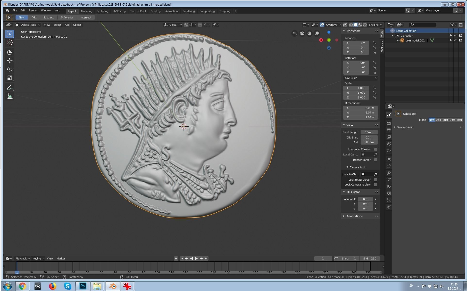 Gold Oktadrachm 3D print model_2