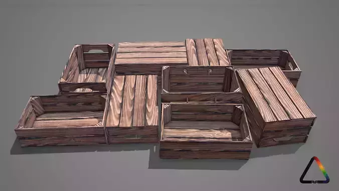 Wood Boxs Low-poly 3D model