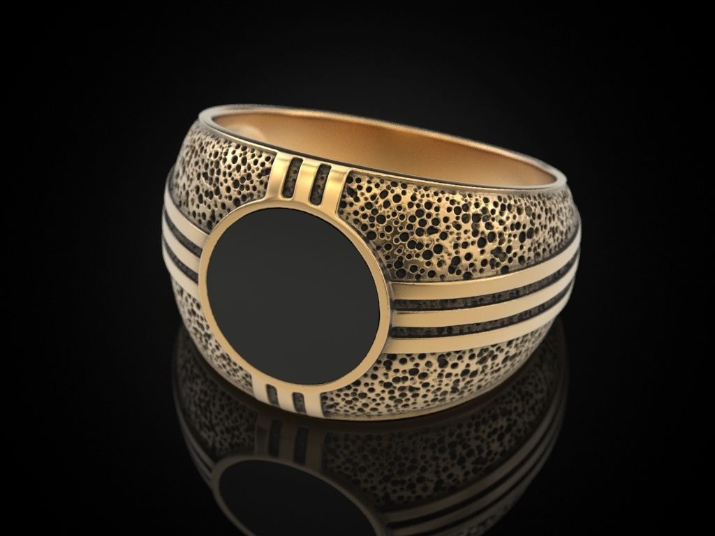 Blackened and Onyx Ring 3D print model_10