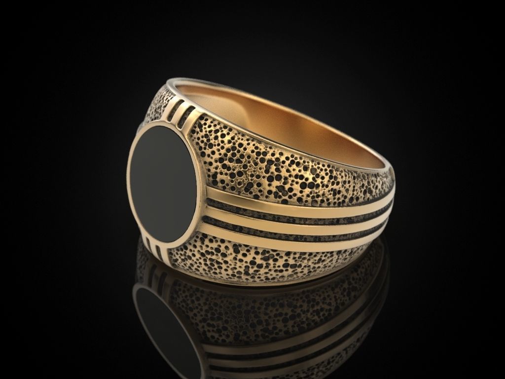 Blackened and Onyx Ring 3D print model_11