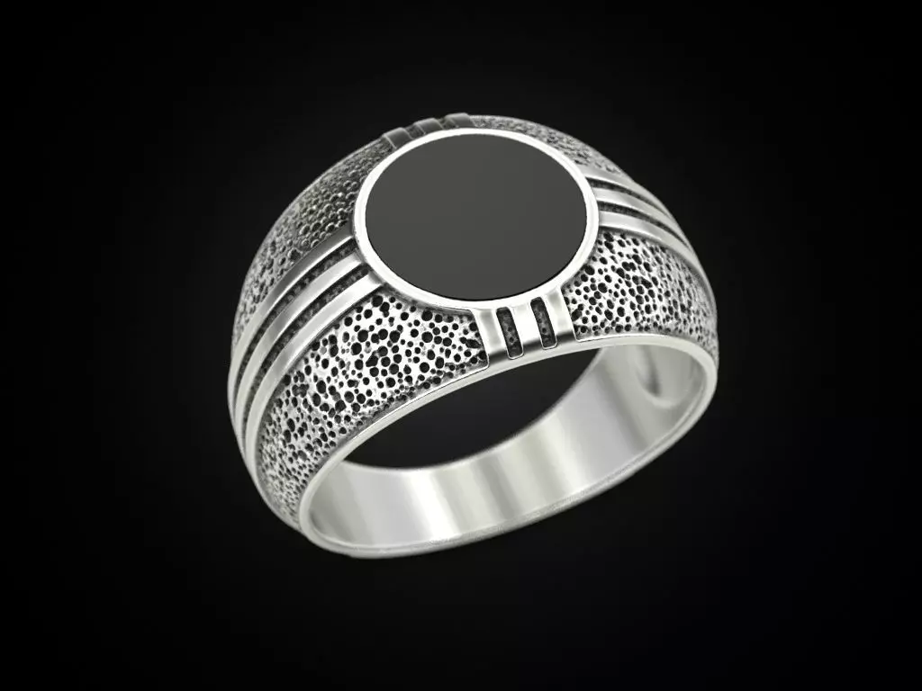Blackened and Onyx Ring 3D print model_0