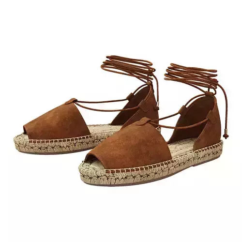 Lace up Espadrilles Alma Brown Sandals 3D model