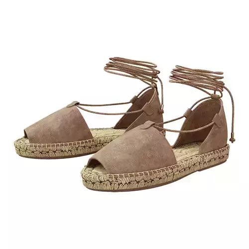 Lace up Espadrilles Alma Taupe Sandals 3D model