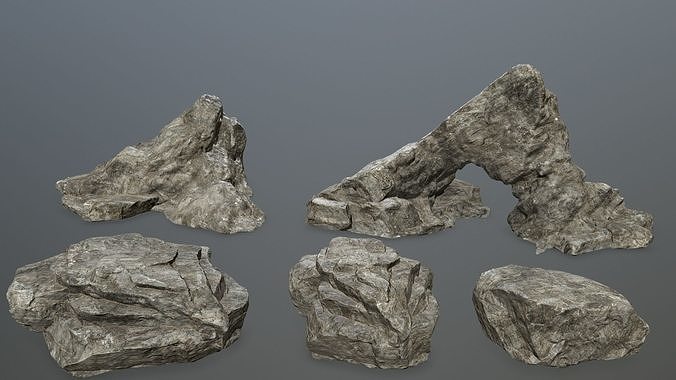 rock set Low-poly 3D model