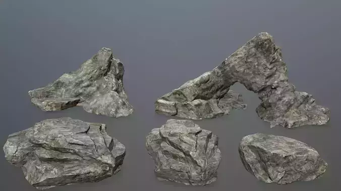 rock set Low-poly 3D model