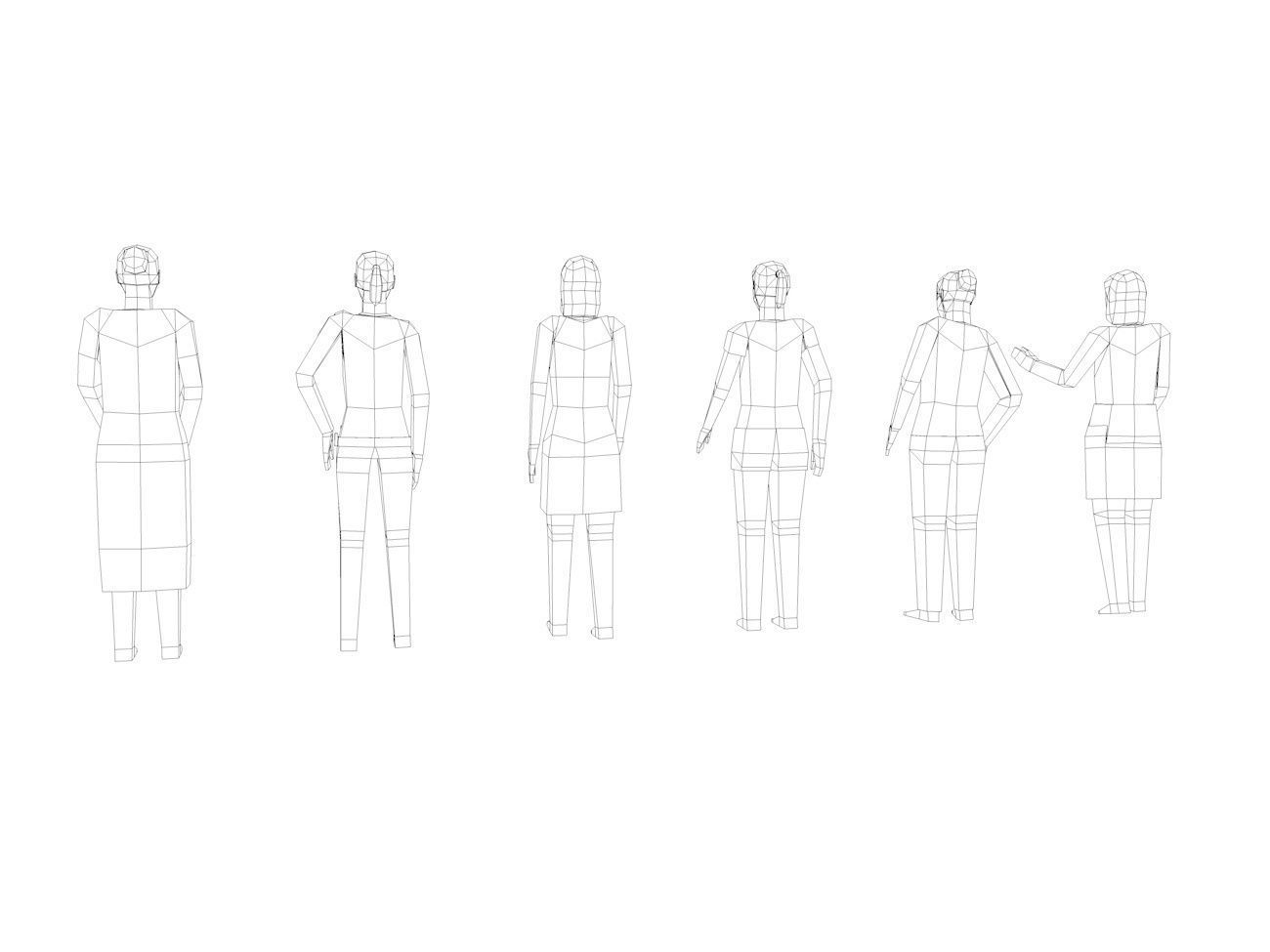 Cartoon Low Poly Female Characters Pack Low-poly 3D model_11