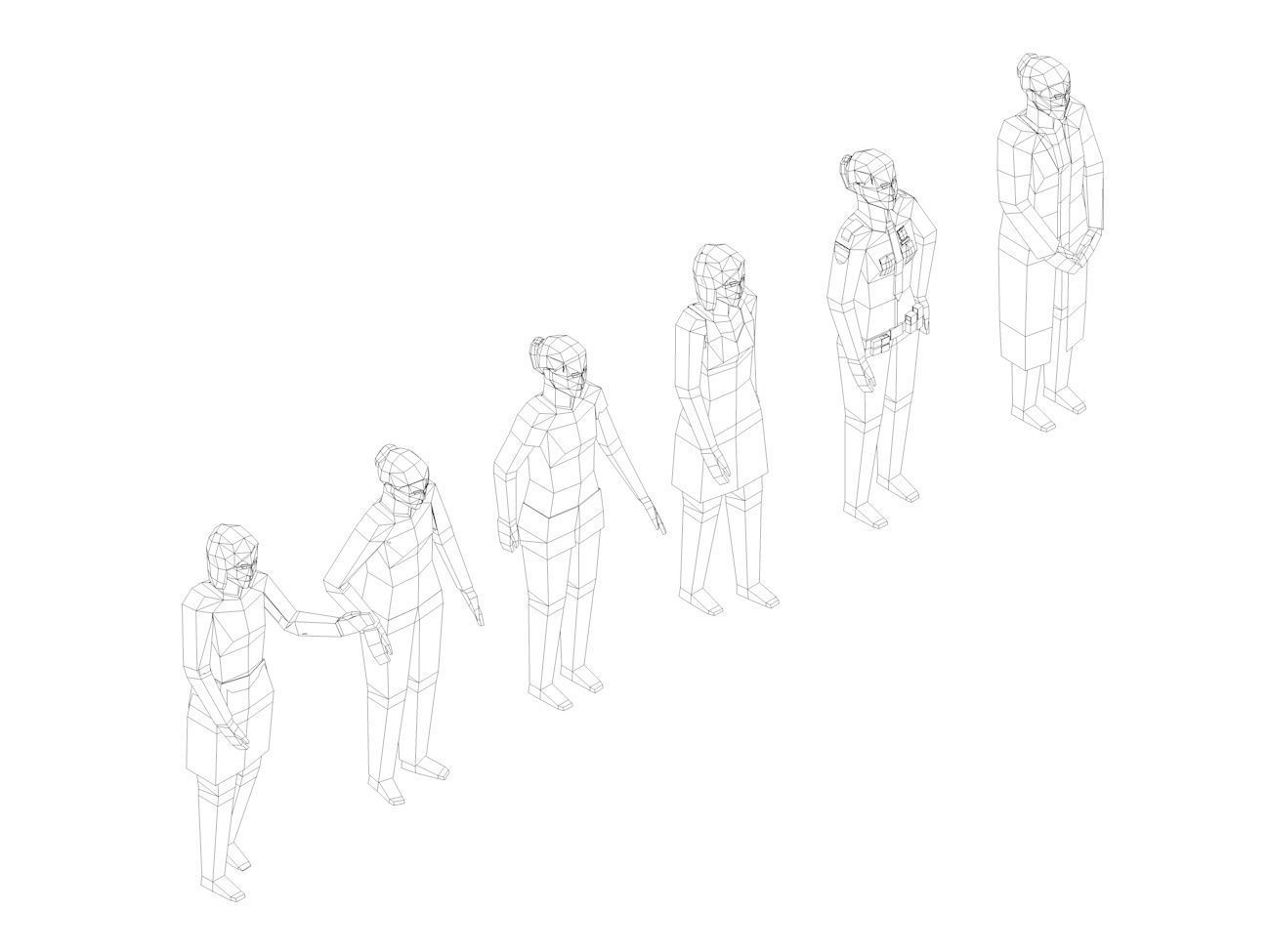 Cartoon Low Poly Female Characters Pack Low-poly 3D model_8